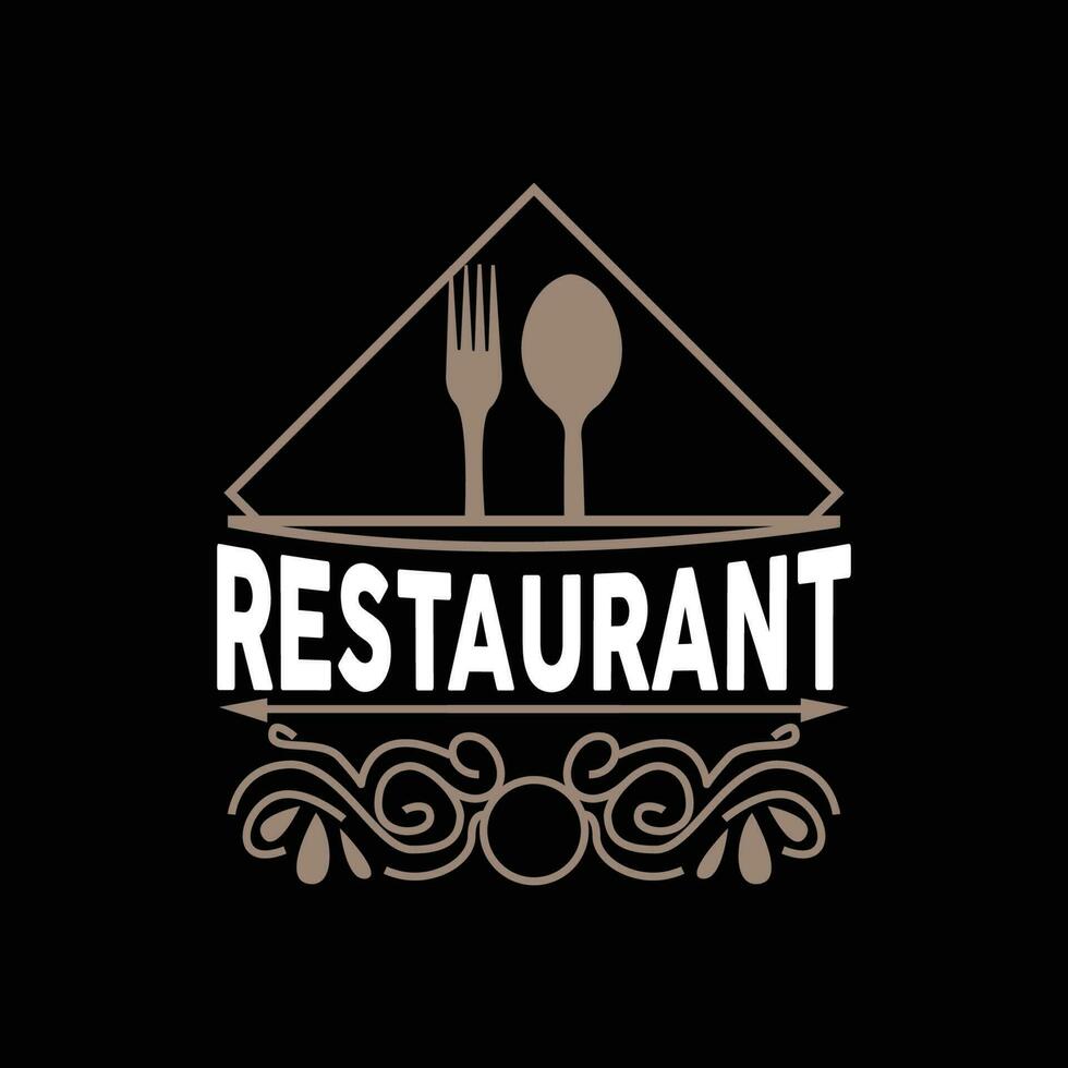 retro Jahrgang Stil Ornament Design, Logo retro Restaurant Typografie Emblem, Vektor Linie einfach elegant Gabel Löffel und Messer