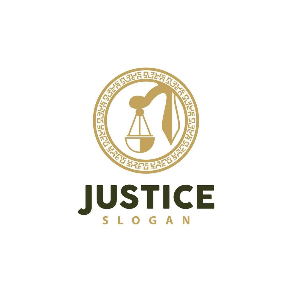 Gerechtigkeit Logo, retro Jahrgang Thema Design, Gesetz Vektor, Gesetz Firma, Waage Illustration Symbol Symbol vektor