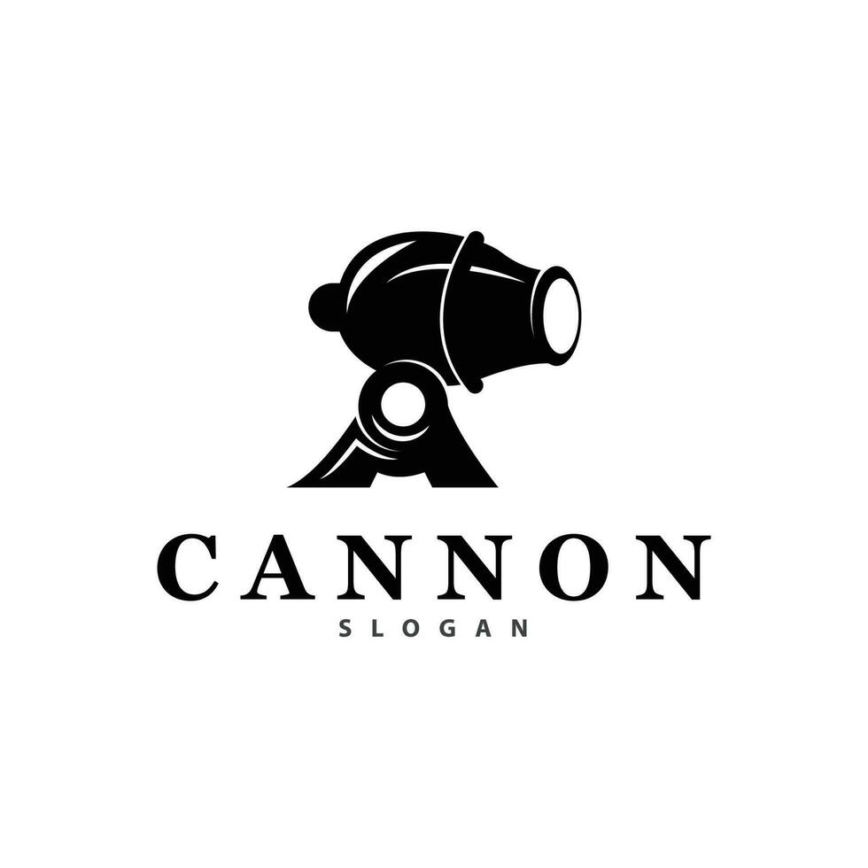 kanon logotyp, elegant enkel design retro årgång stil, krig artilleri vektor, illustration symbol ikon vektor