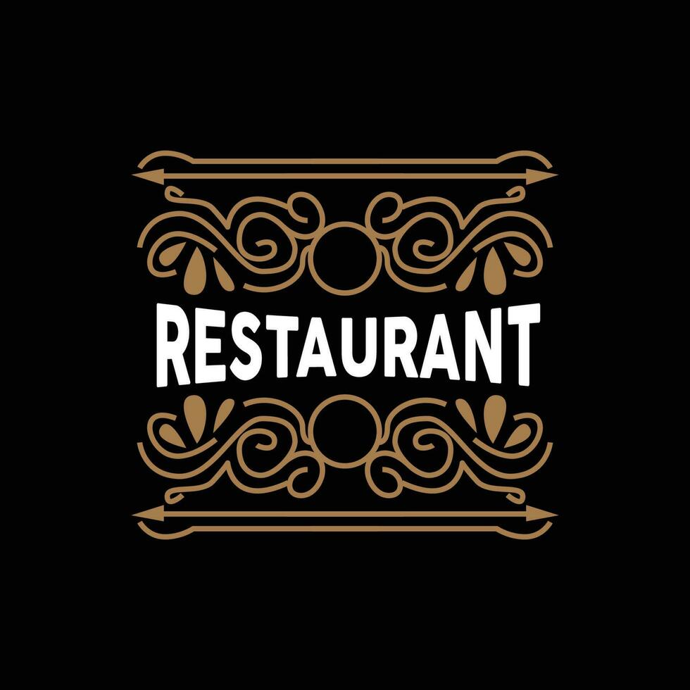 retro Jahrgang Stil Ornament Design, Logo retro Restaurant Typografie Emblem, Vektor Linie einfach elegant Gabel Löffel und Messer