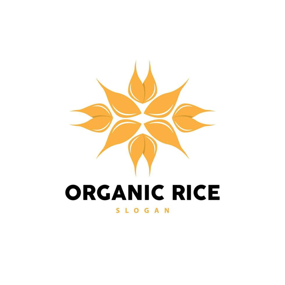 vete ris logotyp, jordbruks organisk växt vektor, gyllene bröd material lyx design, retro årgång tema design vektor