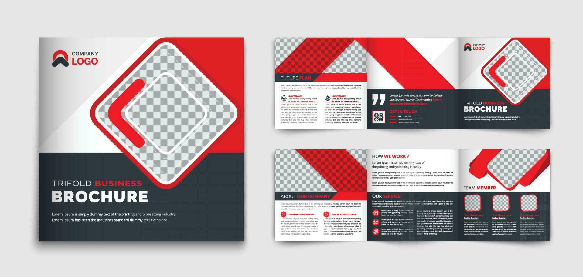 företags- fyrkant trifold broschyr mall design vektor