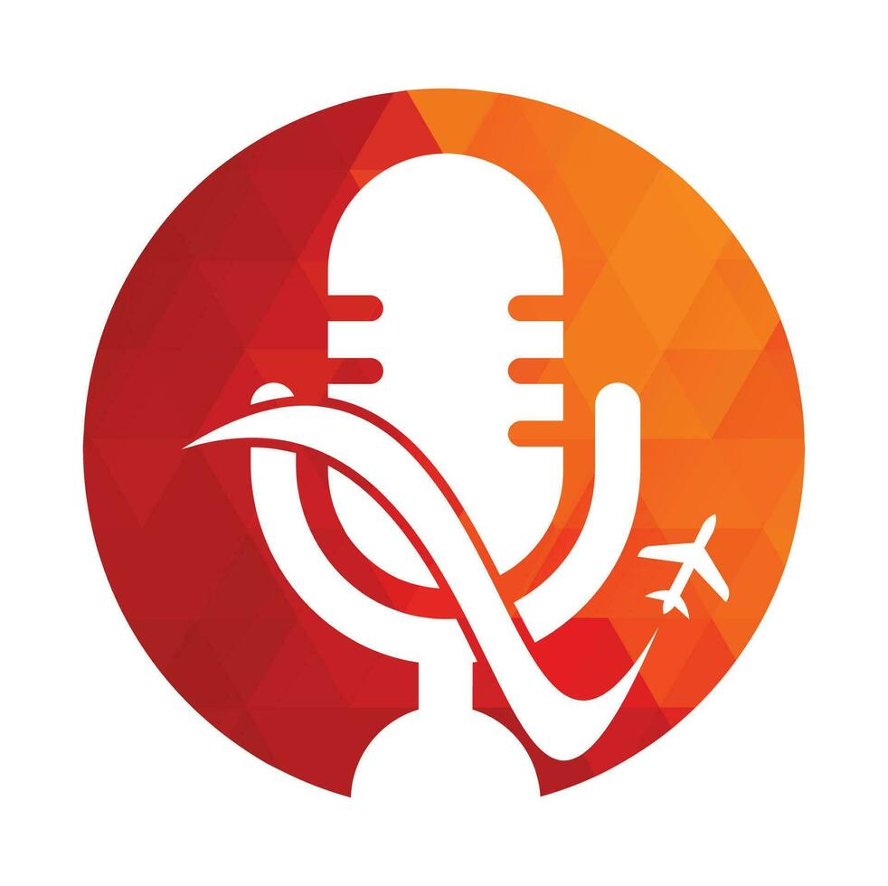 Reise-Podcast-Vektor-Logo-Design-Vorlage. Reise-Tourismus-Urlaub-Podcast-Logo-Konzept. vektor