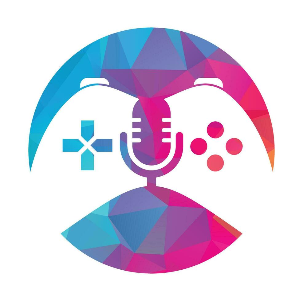 Gamepad und Podcast Logo Design Vorlage. vektor