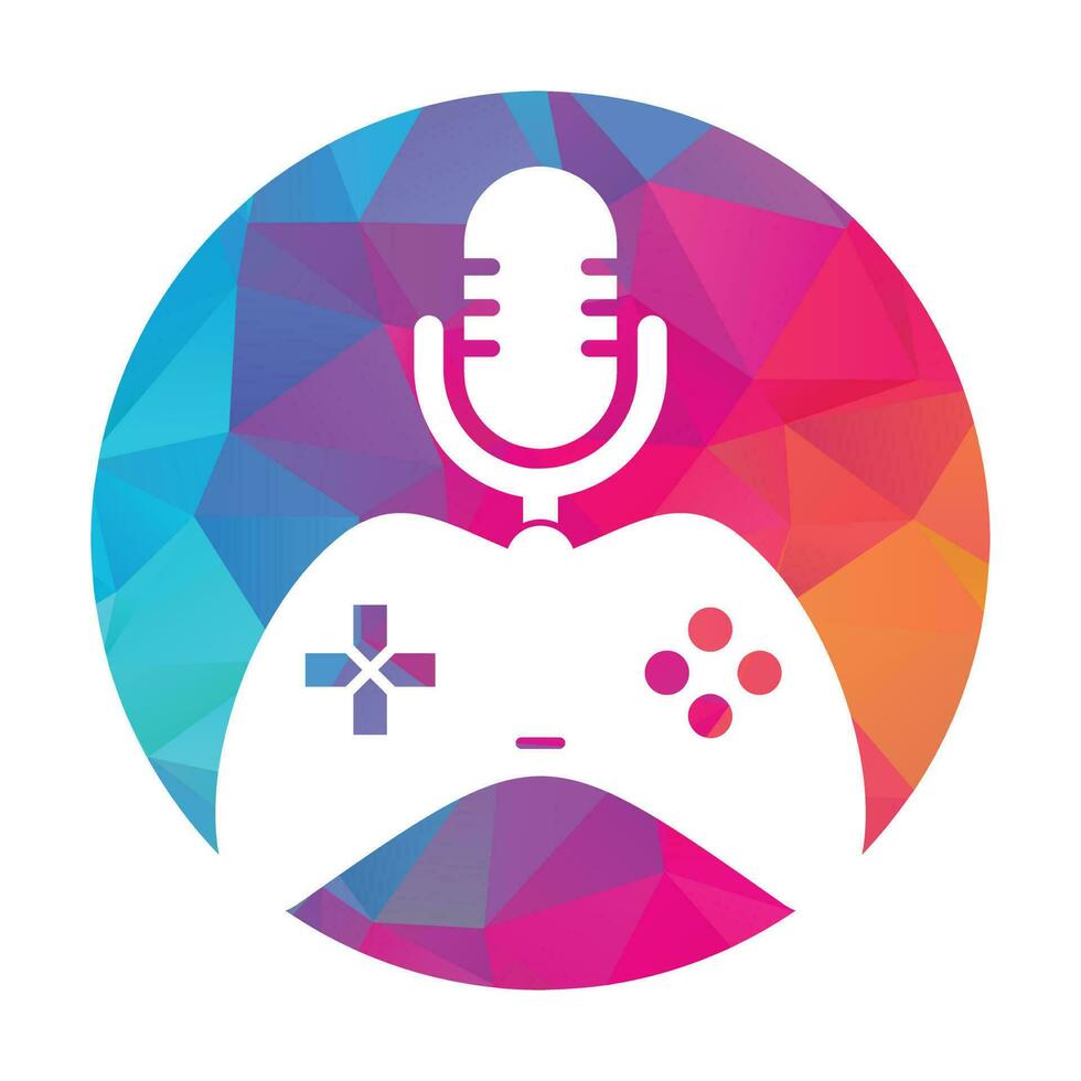 gamepad och podcast logotyp design mall. vektor