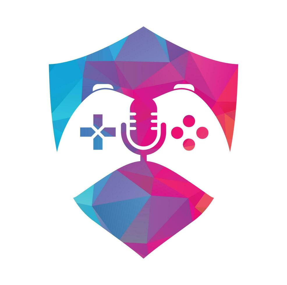 gamepad och podcast logotyp design mall. vektor