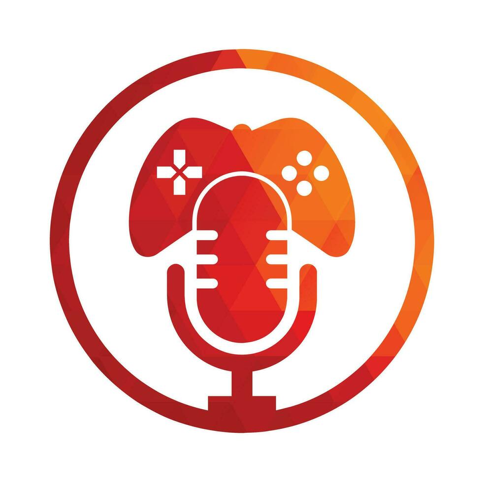 gamepad och podcast logotyp design mall. vektor