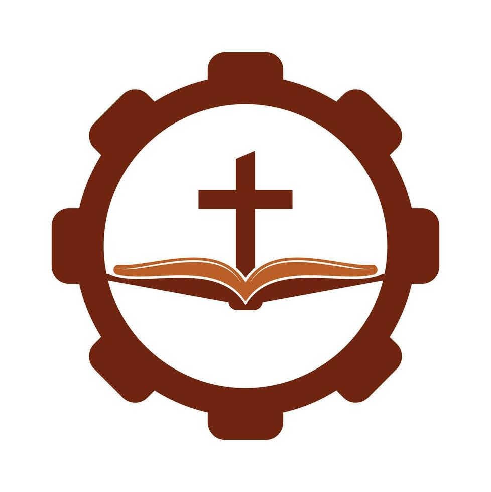 bok kyrka redskap form begrepp logotyp design ikon. bibel kyrka logotyp design vektor. korsa och helig bibel logotyp. vektor