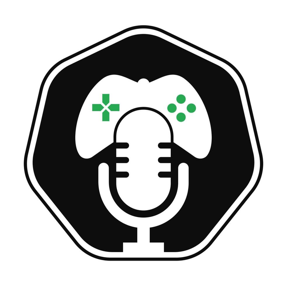 Gamepad und Podcast Logo Design Vorlage. vektor