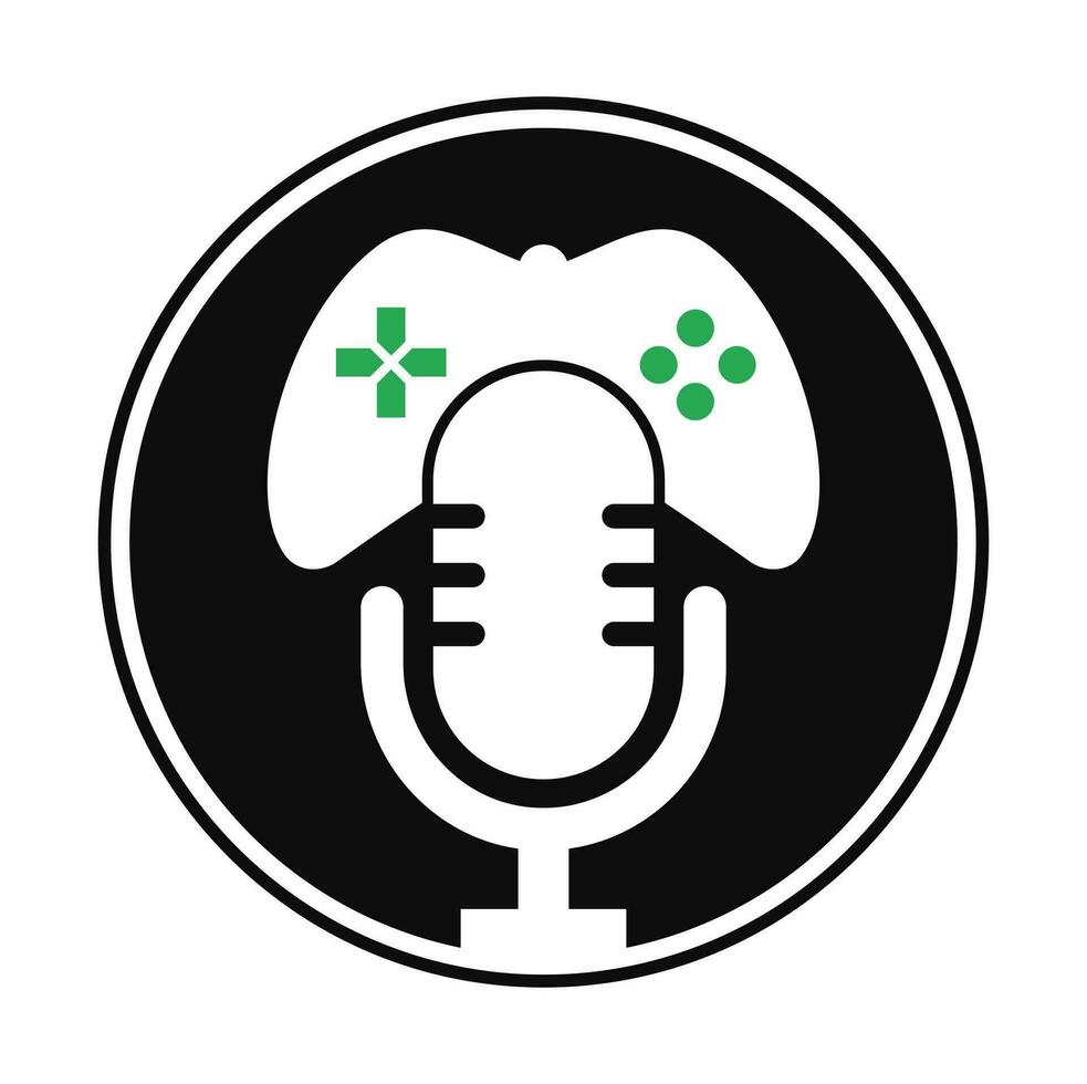 Gamepad und Podcast Logo Design Vorlage. vektor