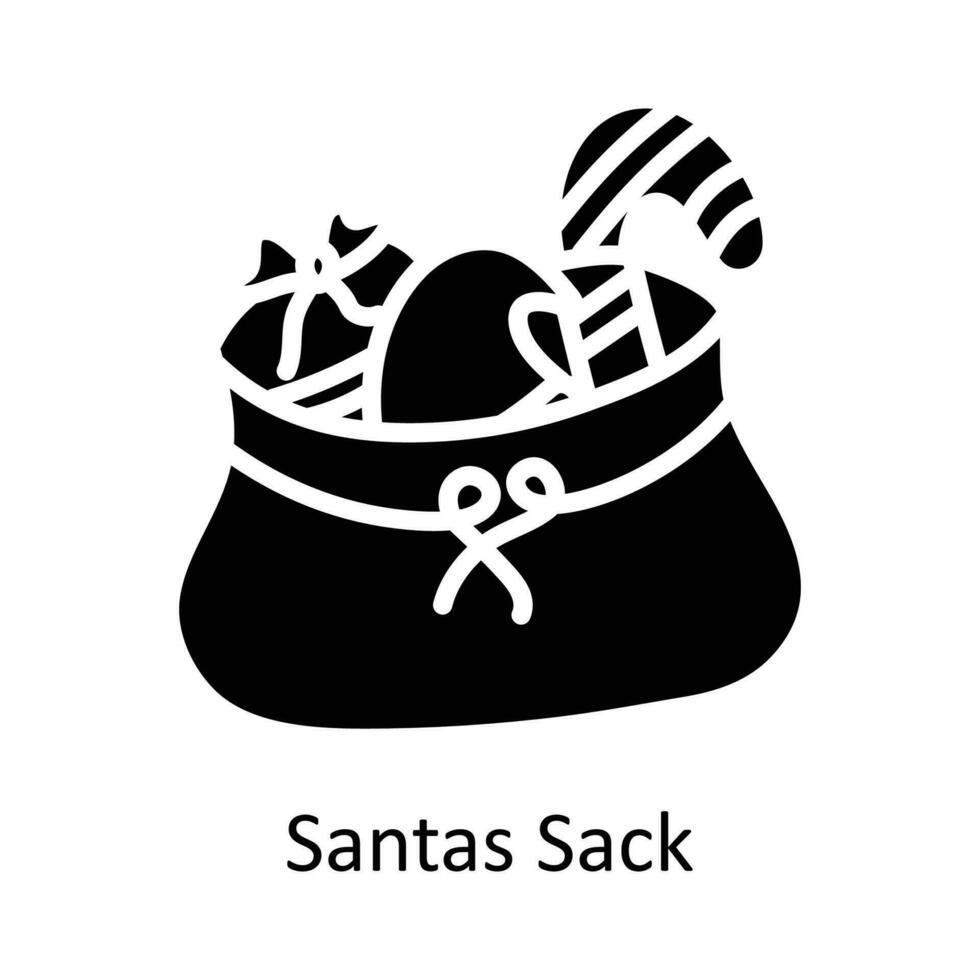 Santa Sack Vektor solide Symbol Design Illustration. Weihnachten Symbol auf Weiß Hintergrund eps 10 Datei