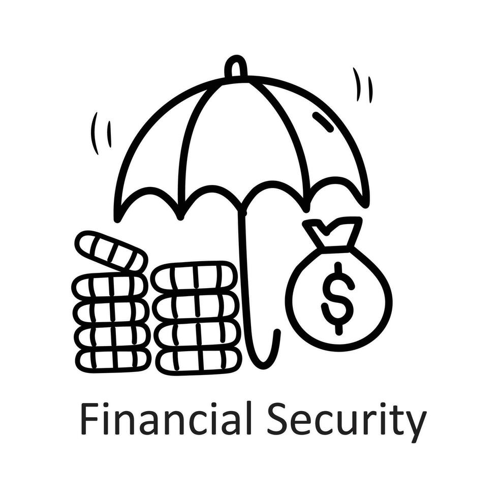 finansiell säkerhet vektor översikt ikon design illustration. säkerhet symbol på vit bakgrund eps 10 fil