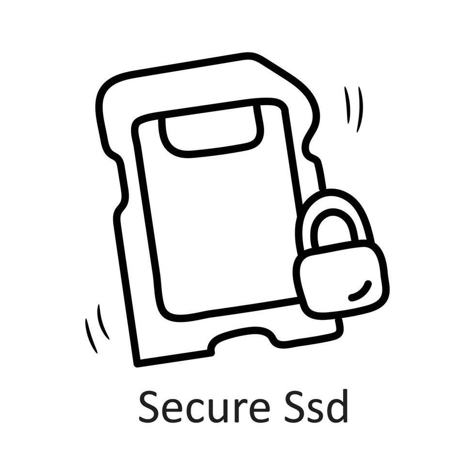 säkra sSD vektor översikt ikon design illustration. säkerhet symbol på vit bakgrund eps 10 fil