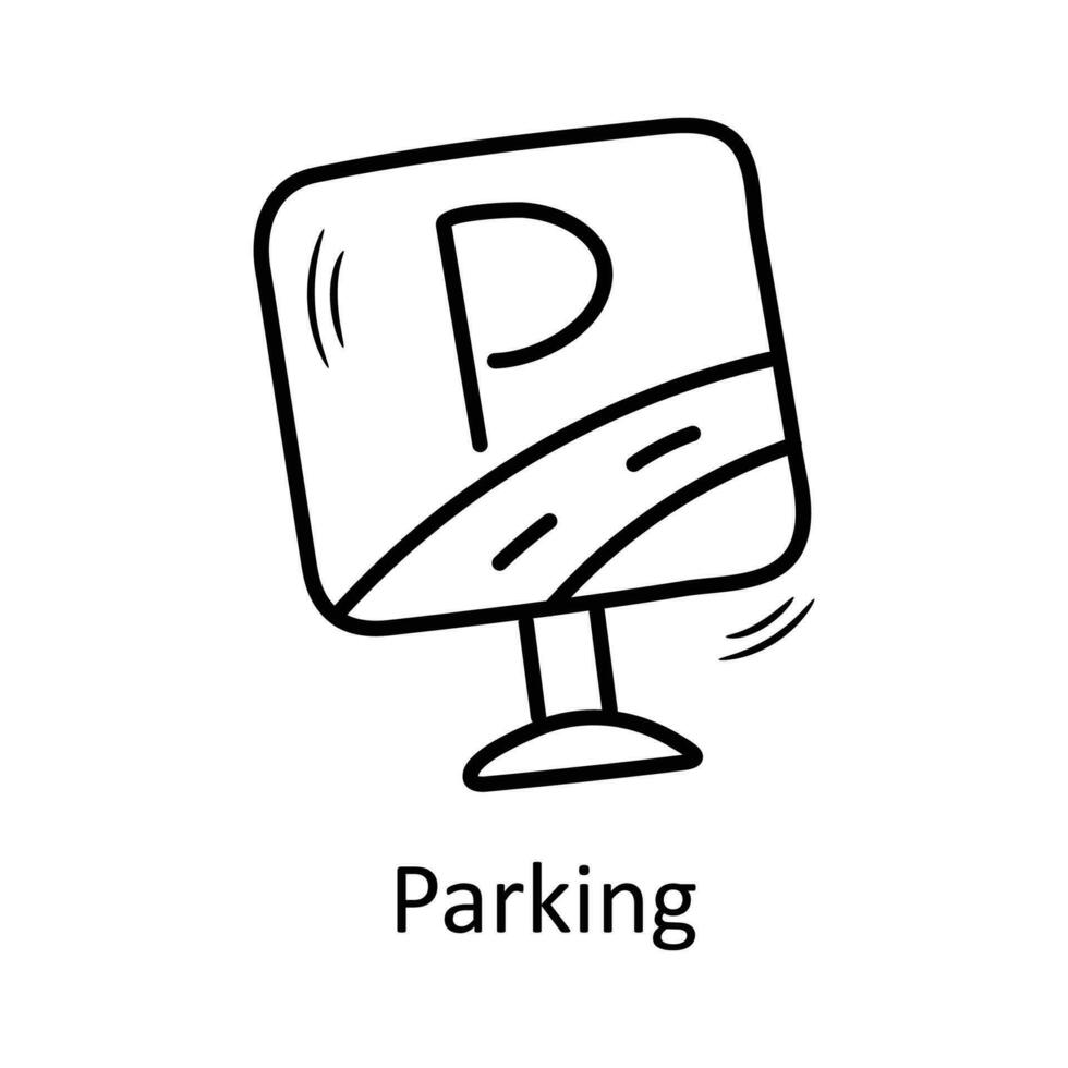 Parkplatz Vektor Gliederung Symbol Design Illustration. Reise Symbol auf Weiß Hintergrund eps 10 Datei