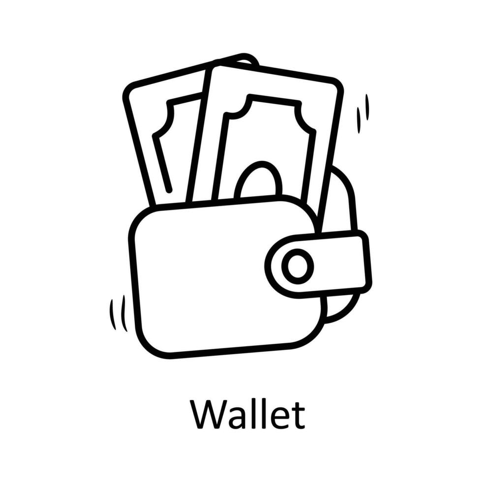 plånbok vektor översikt ikon design illustration. företag symbol på vit bakgrund eps 10 fil