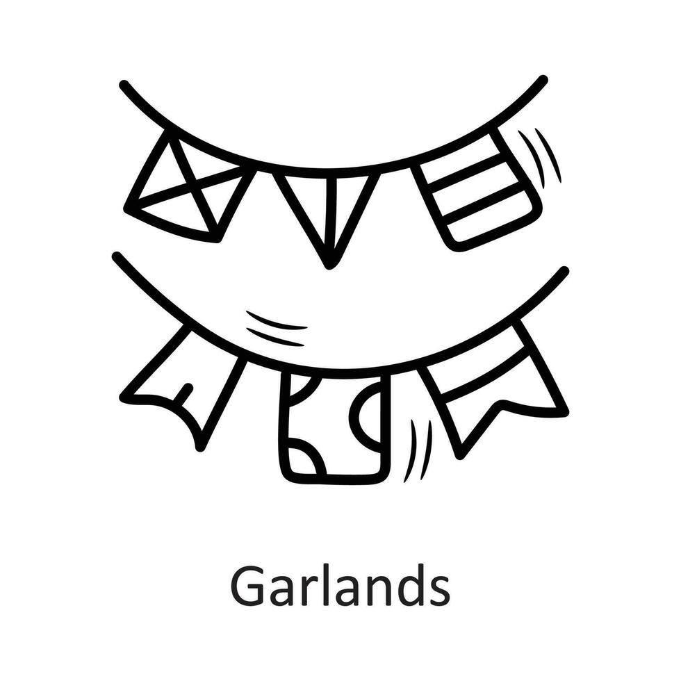 Girlanden Vektor Gliederung Symbol Design Illustration. Neu Jahr Symbol auf Weiß Hintergrund eps 10 Datei