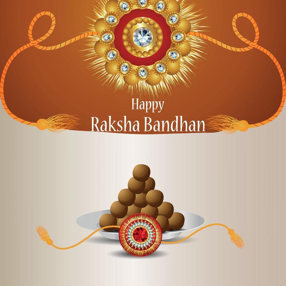 kreativ crystal rakhi för indisk festival glad raksha bandhan firande gratulationskort vektor
