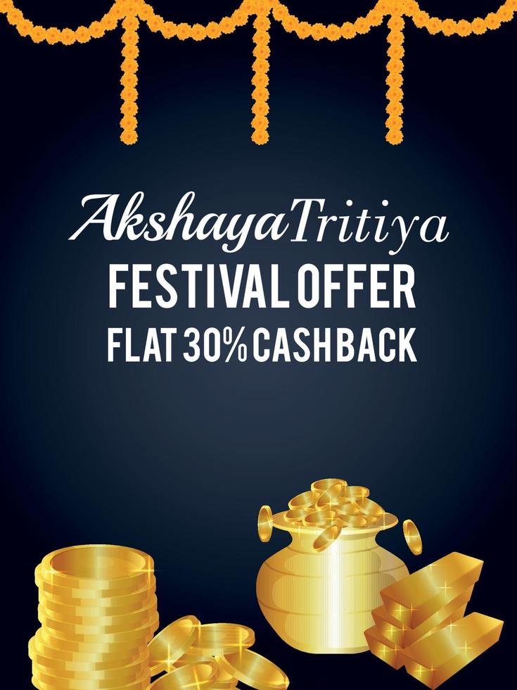 akshaya tritiya indisk festival fest försäljning erbjudande med guld mynt poot vektor