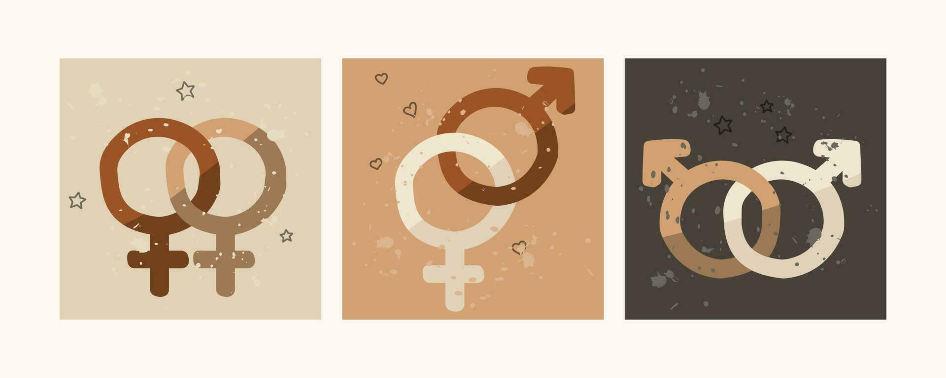 Geschlecht Symbole Satz. heterosexuell, Fröhlich, lesbisch. Vektor Illustration zum Design.