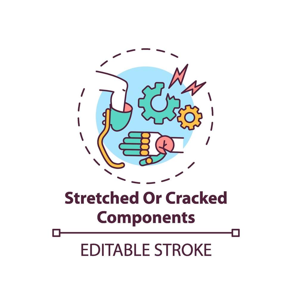 sträckta och spruckna komponenter konceptikonen vektor