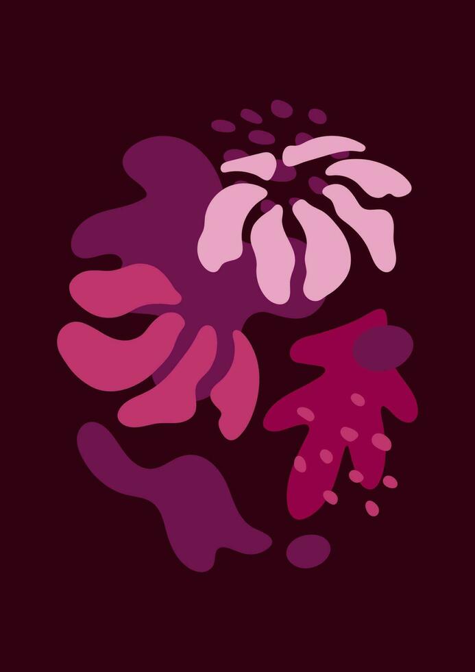 abstrakt blommor affischer. magenta och rosa geometrisk form bakgrund, vektor illustration. minimalism
