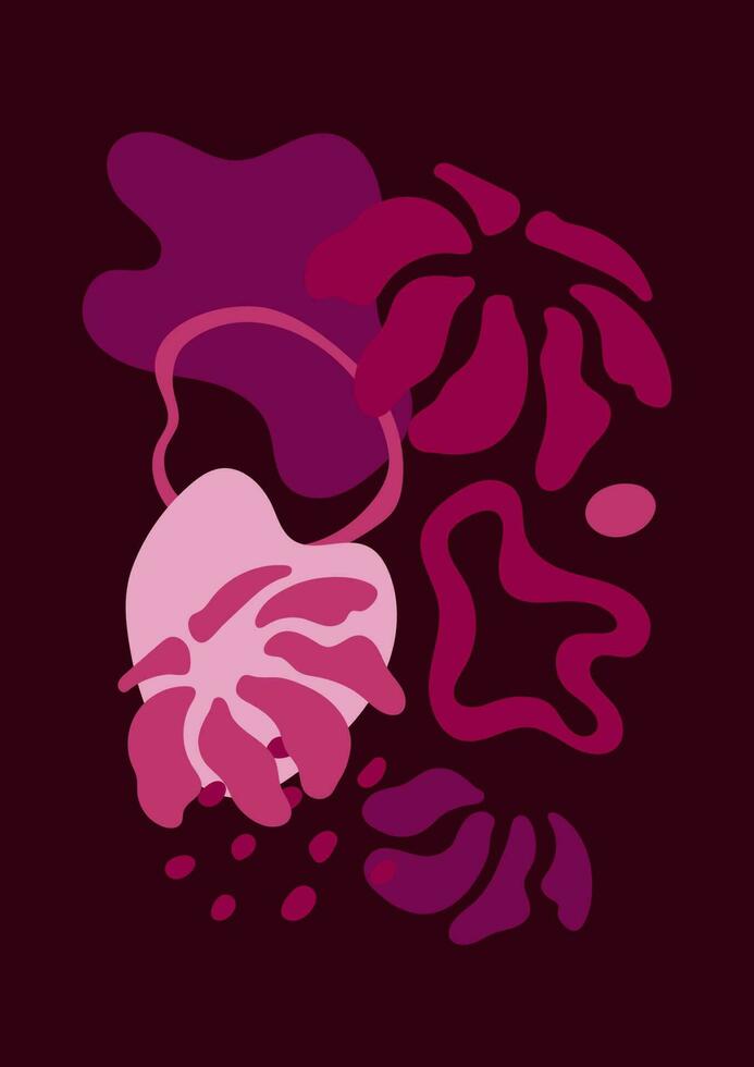 abstrakt blommor affischer. magenta och rosa geometrisk form bakgrund, vektor illustration. minimalism