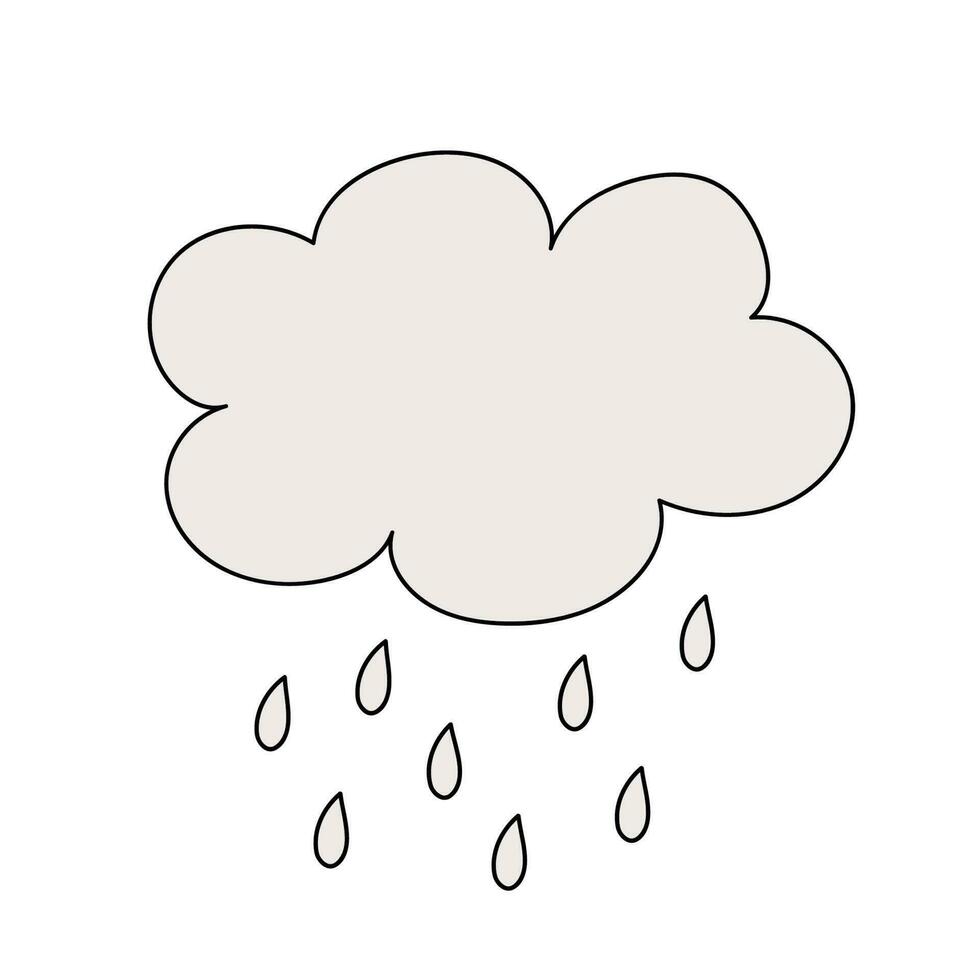 Wolke und Regen im modisch retro Karikatur Stil. groovig Herbst eben Vektor Illustration
