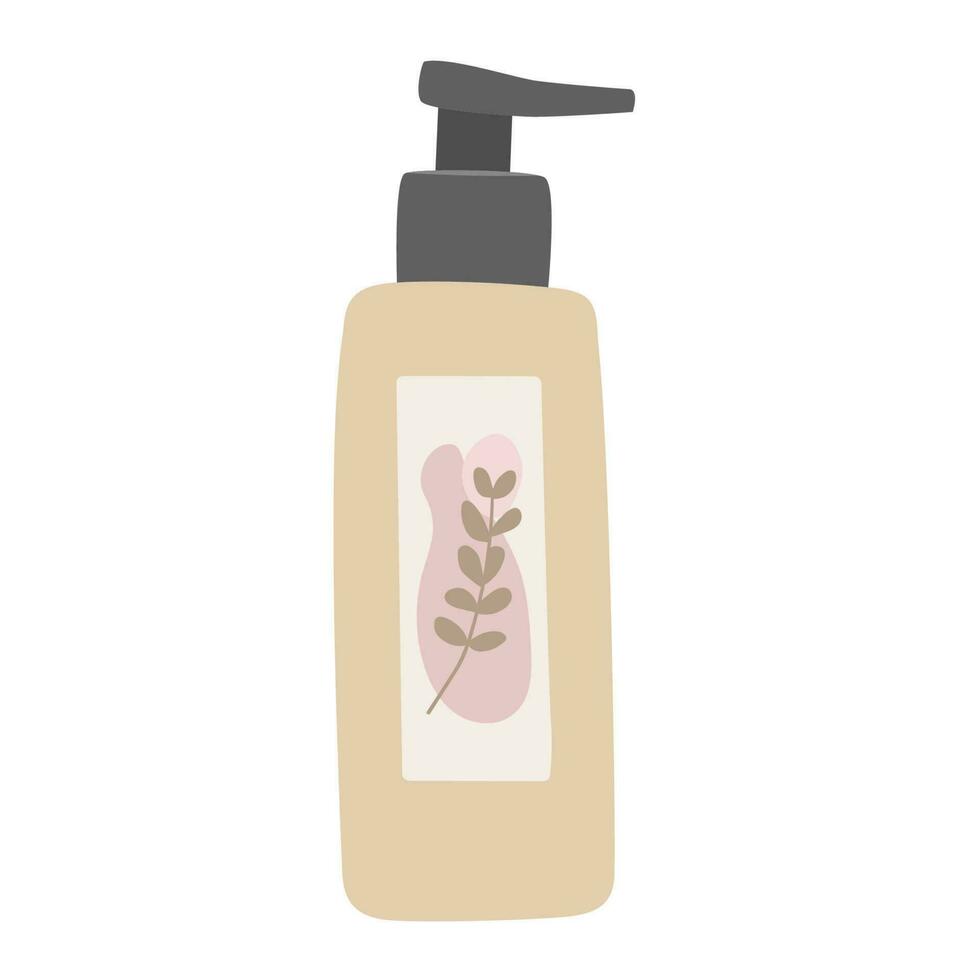 Lotion oder Gel Flasche isoliert auf Weiß Hintergrund. Hand zeichnen Schönheit Körper Haut Pflege Produkt. organisch kosmetisch eben Vektor Illustration.