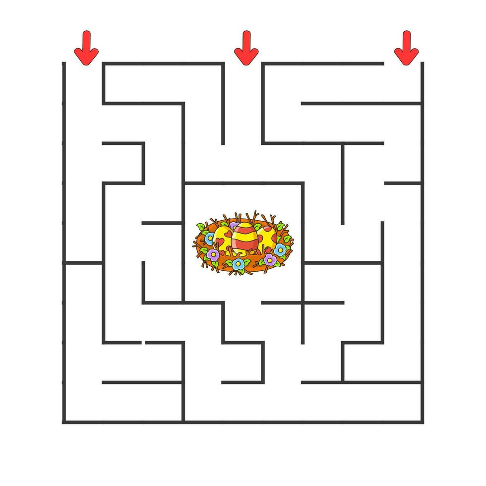 quadratisches Labyrinth. Spiel für Kinder. Puzzle für Kinder. Zeichentrickfigur. Labyrinth-Rätsel. Farbvektorillustration. finde den richtigen Weg. die Entwicklung des logischen und räumlichen Denkens. vektor