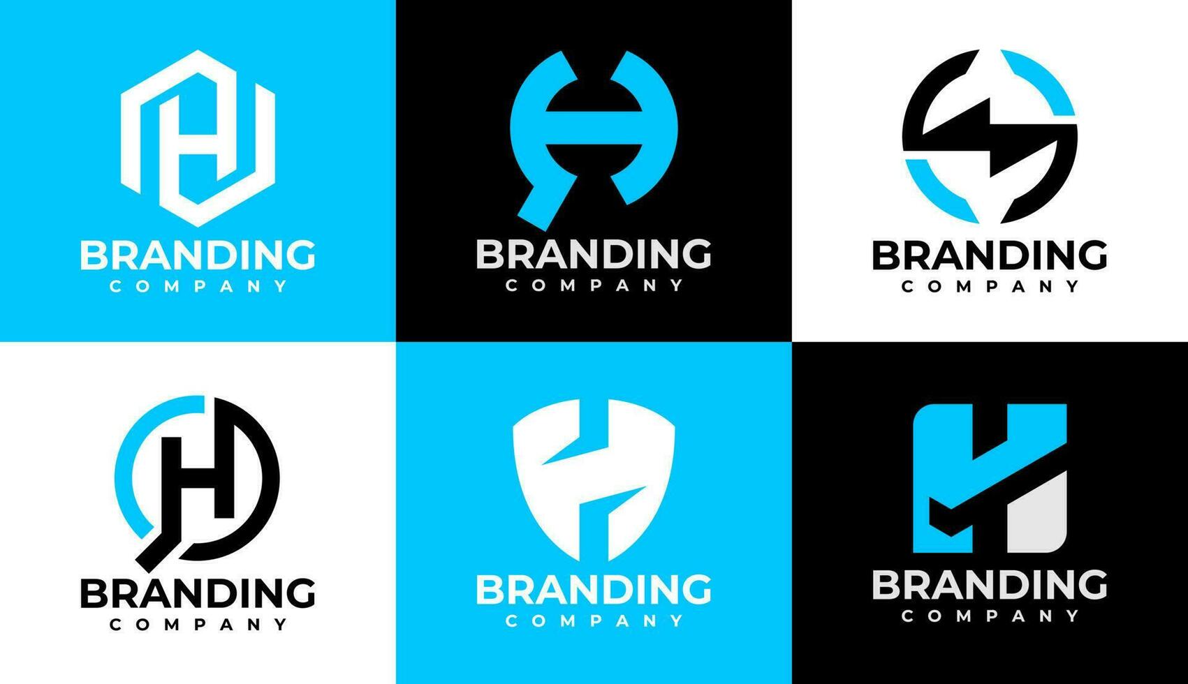 minimalistisk brev h logotyp design mall uppsättning. modern första h logotyp varumärke. vektor