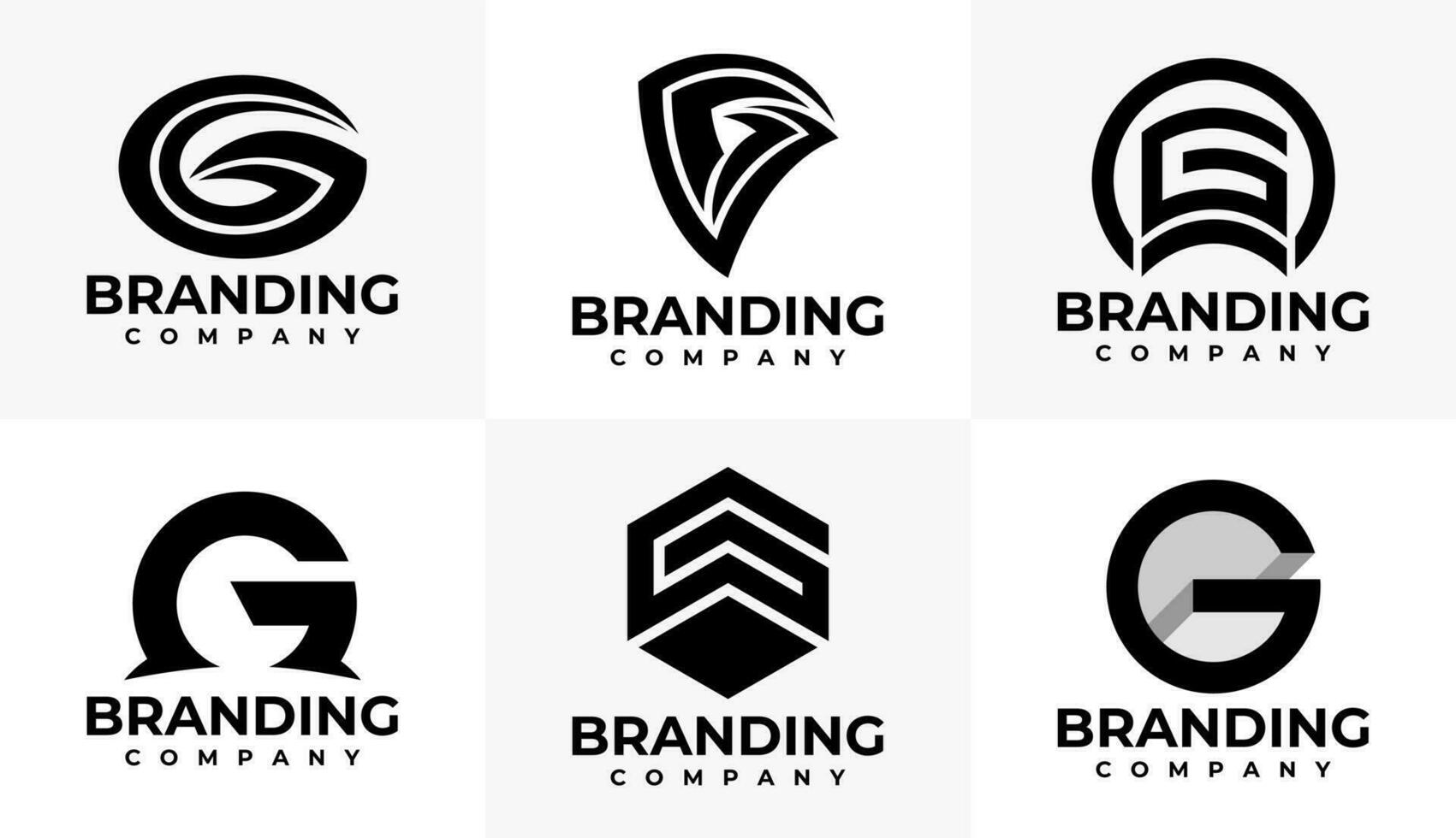 minimalistisk svart brev g logotyp design uppsättning. modern första g logotyp design uppsättning. vektor