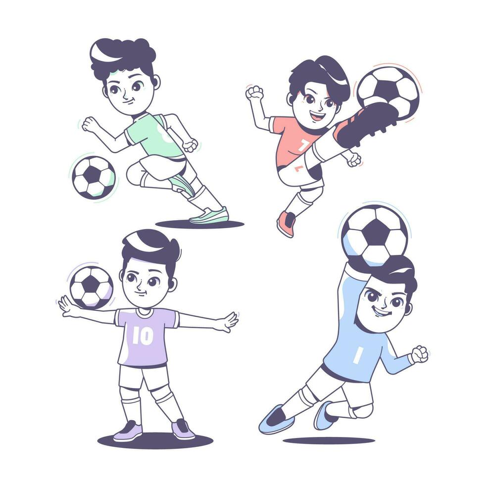 süß Fußball Spieler Karikatur Illustration Design vektor