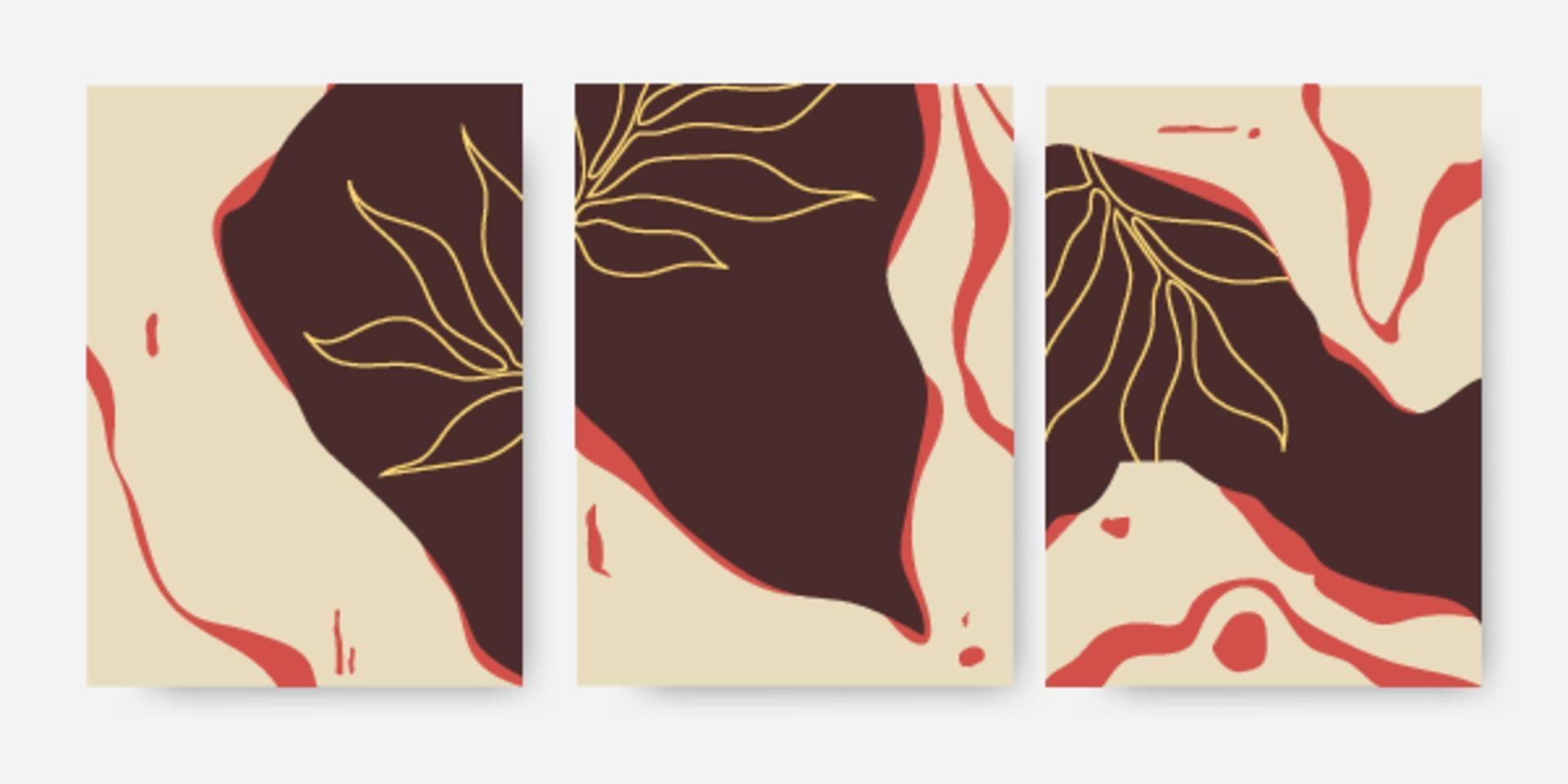 abstrakta moderna bladformer. uppsättning kreativ minimalistisk. vykort eller broschyromslagdesign. vektor