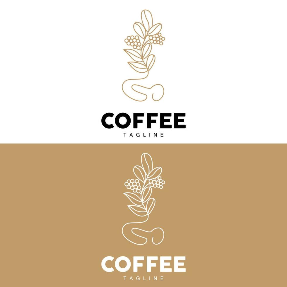 kaffe logotyp, kaffe träd design, Kafé dryck vektor, ikon varumärke illustration symbol vektor