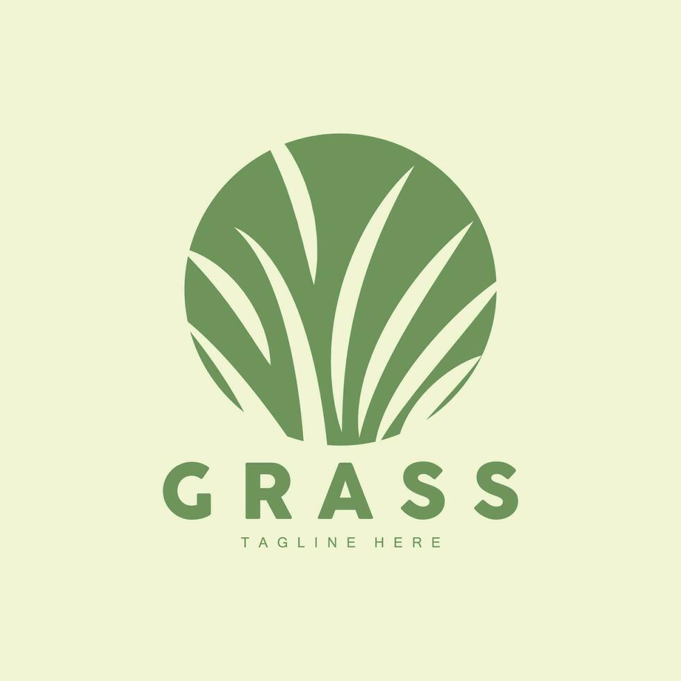 grön gräs logotyp design, bruka landskap illustration, naturlig landskap vektor