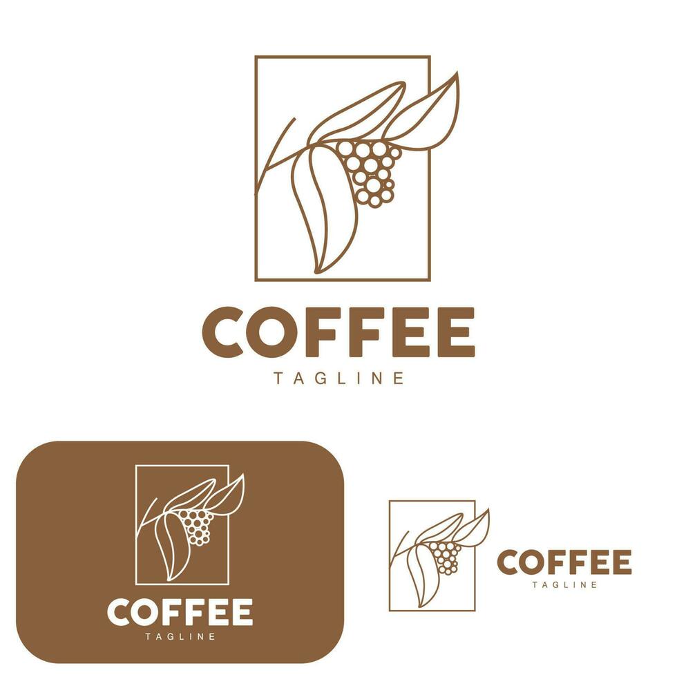 kaffe logotyp, kaffe träd design, Kafé dryck vektor, ikon varumärke illustration symbol vektor