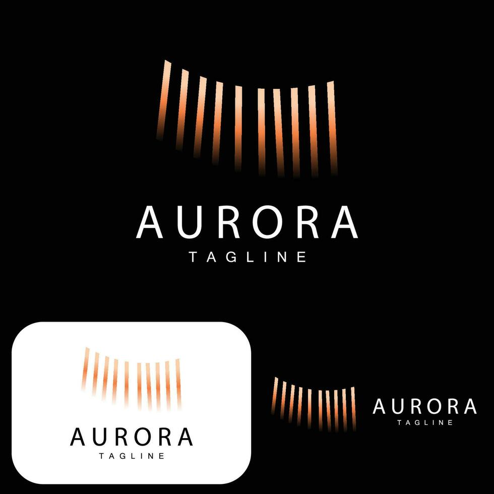 aurora logotyp, enkel design Fantastisk naturlig landskap av norrsken, vektor ikon mall, illustration