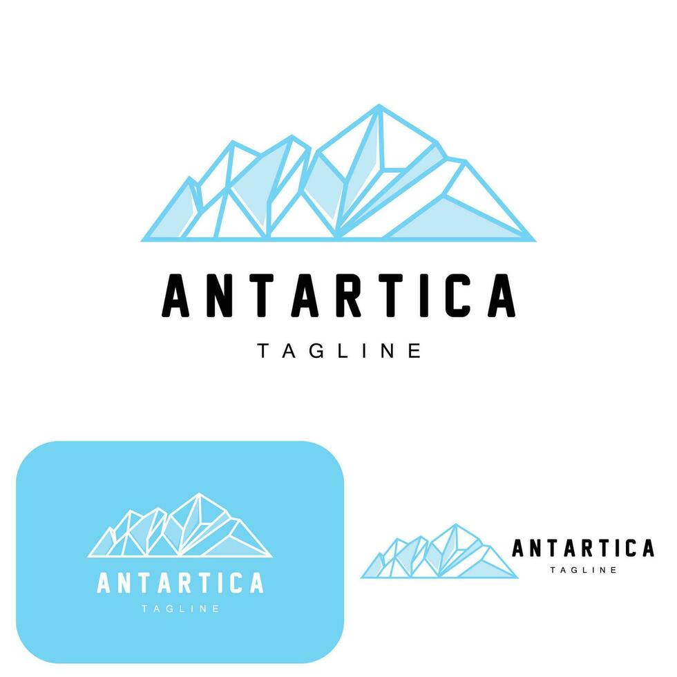 Berg Logo, Antarktis Eisberg Logo Design, Natur Landschaft Vektor, Produkt Marke Illustration Symbol vektor