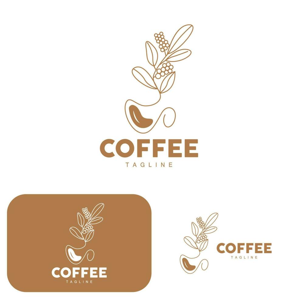 kaffe logotyp, kaffe träd design, Kafé dryck vektor, ikon varumärke illustration symbol vektor