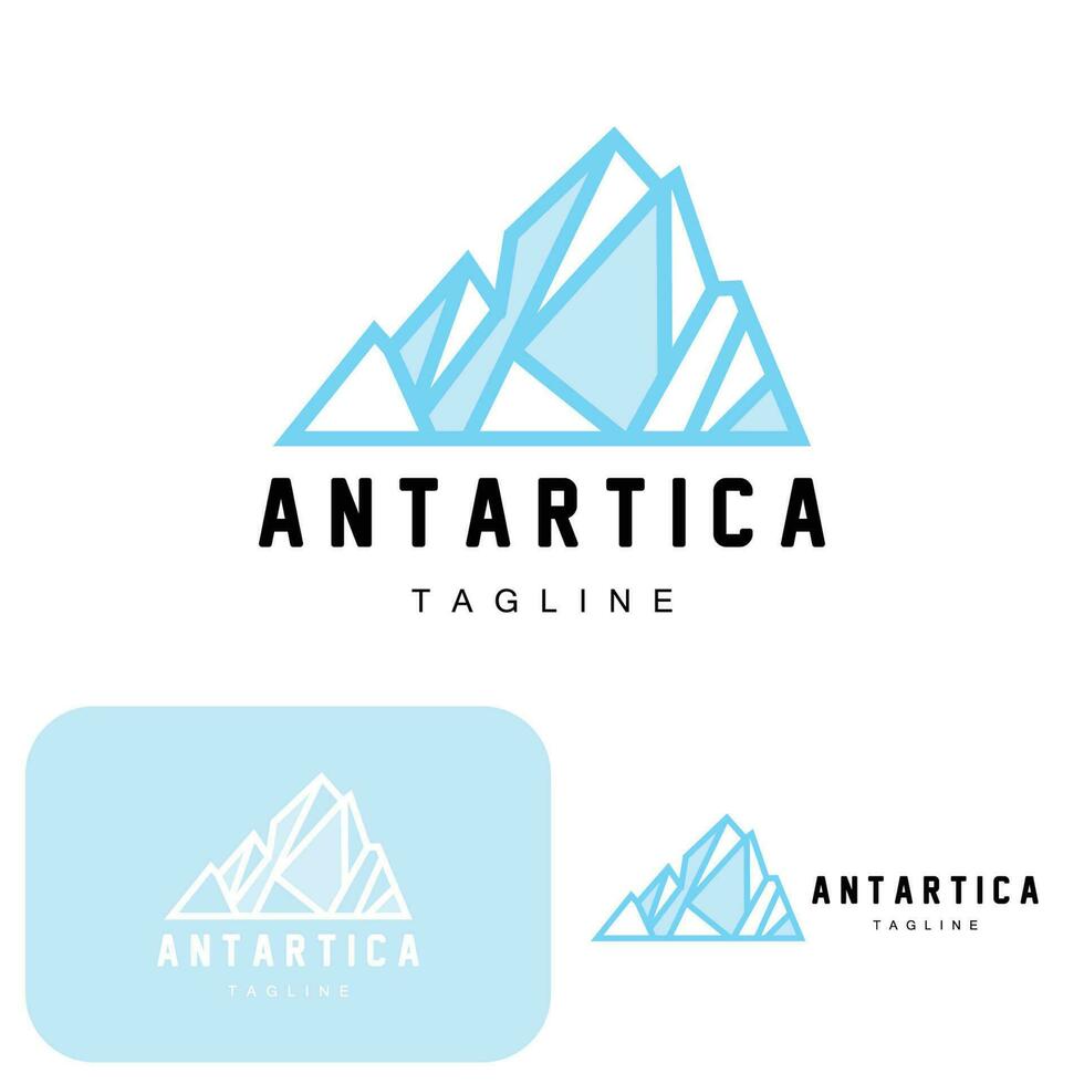 Berg Logo, Antarktis Eisberg Logo Design, Natur Landschaft Vektor, Produkt Marke Illustration Symbol vektor