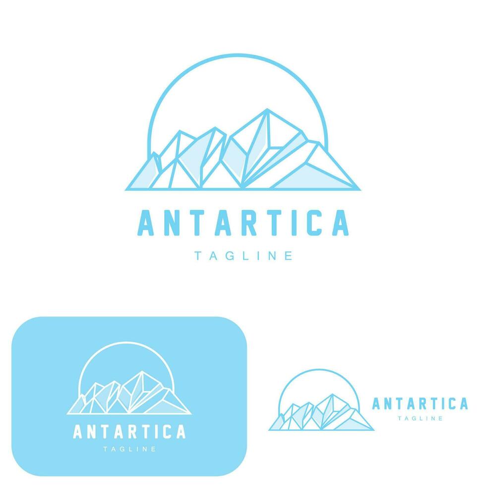 Berg Logo, Antarktis Eisberg Logo Design, Natur Landschaft Vektor, Produkt Marke Illustration Symbol vektor