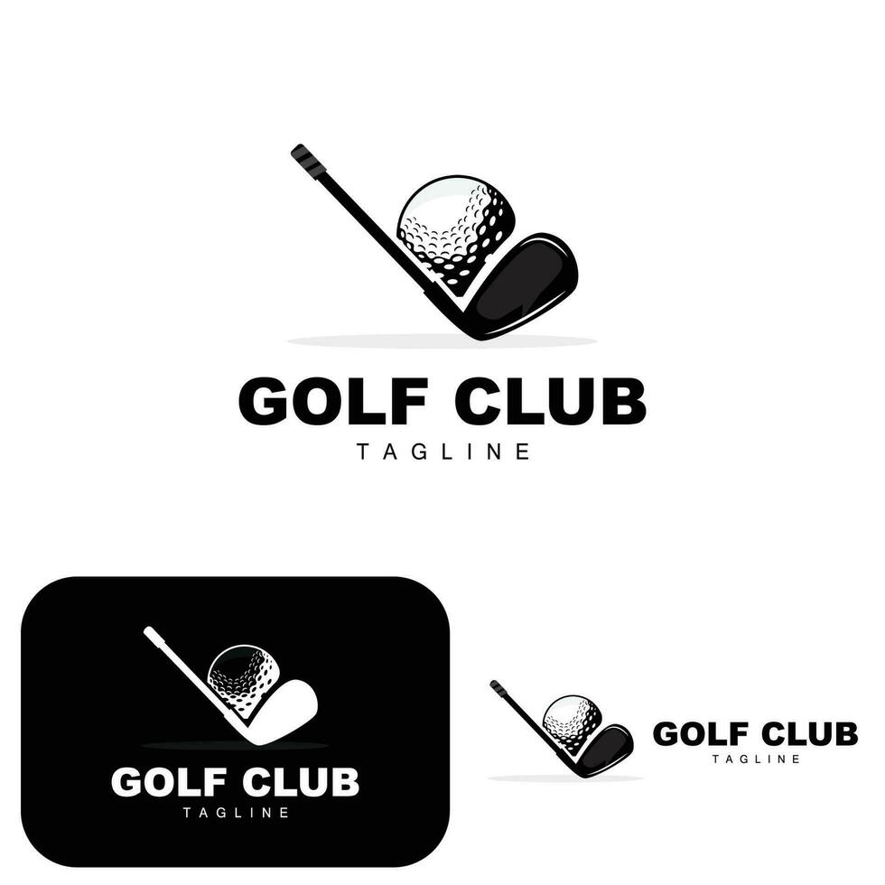 Golfball-Logo, Vektor-Stick-Golf. Outdoor-Sportspiel, Disziplindesign, Symbolvorlage vektor