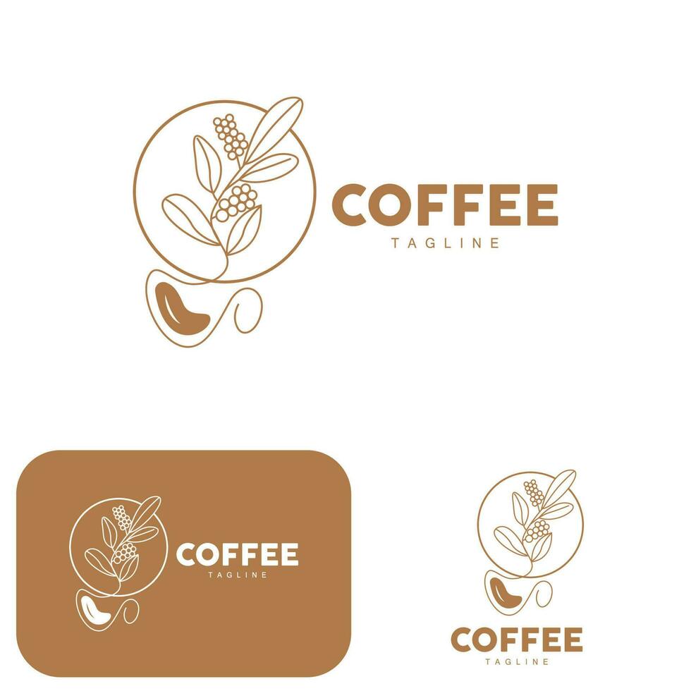 kaffe logotyp, kaffe träd design, Kafé dryck vektor, ikon varumärke illustration symbol vektor