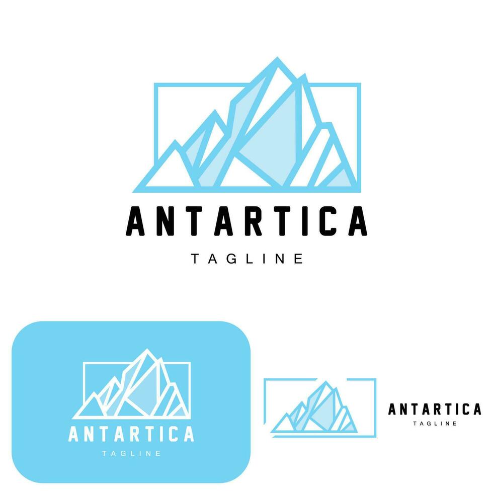 Berg Logo, Antarktis Eisberg Logo Design, Natur Landschaft Vektor, Produkt Marke Illustration Symbol vektor