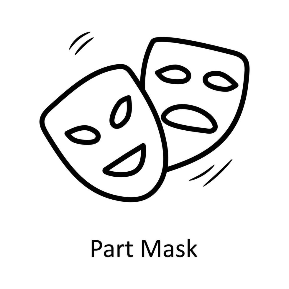 del mask vektor översikt ikon design illustration. fest och fira symbol på vit bakgrund eps 10 fil