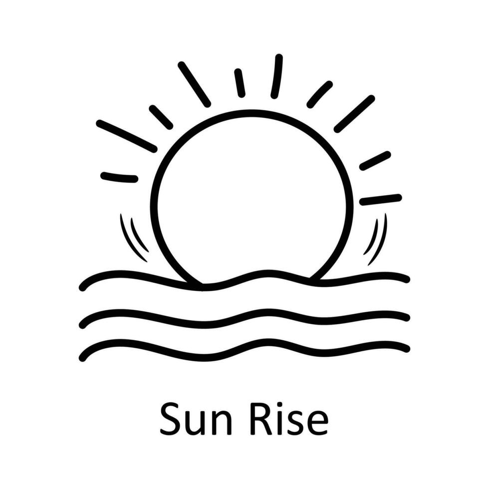Sonne erhebt euch Vektor Gliederung Symbol Design Illustration. Reise Symbol auf Weiß Hintergrund eps 10 Datei