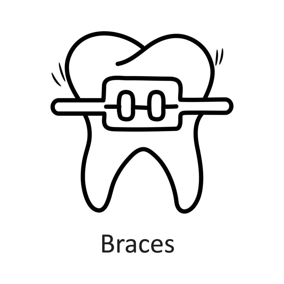 tandställning vektor översikt ikon design illustration. tandläkare symbol på vit bakgrund eps 10 fil