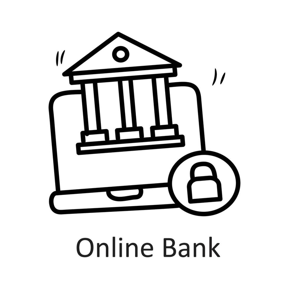 online Bank Vektor Gliederung Symbol Design Illustration. Sicherheit Symbol auf Weiß Hintergrund eps 10 Datei