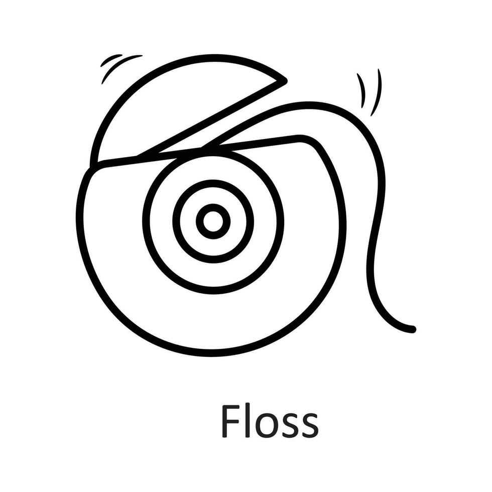 Zahnseide Vektor Gliederung Symbol Design Illustration. Zahnarzt Symbol auf Weiß Hintergrund eps 10 Datei