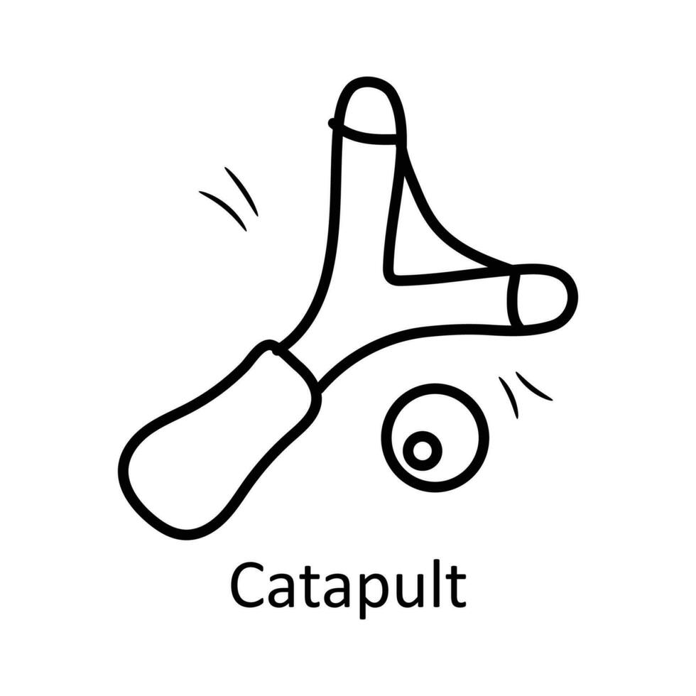 Katapult Vektor Gliederung Symbol Design Illustration. Spielzeuge Symbol auf Weiß Hintergrund eps 10 Datei